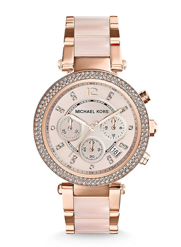 

Michael Kors Analog Watch for Women with Stainless Steel Band, Water Resistant and Chronograph, MK5896, Rose Gold