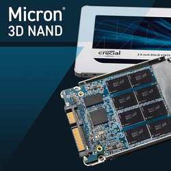 Crucial 500GB MX500 3D NAND SATA 2.5-Inch Internal SSD for PC/Laptop, CT500MX500SSD1, Blue/Grey
