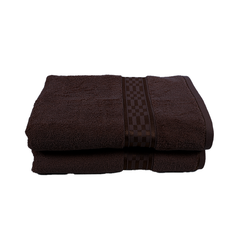 BYFT Home Ultra (Brown) Premium Bath Towel  (70 x 140 Cm - Set of 2) 100% Cotton Highly Absorbent, High Quality Bath linen with Checkered Dobby 550 Gsm