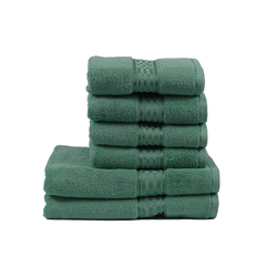 BYFT Home Ultra (Green) 4 Hand Towel (50 x 90 Cm) & 2 Bath Towel (70 x 140 Cm) 100% Cotton Highly Absorbent, High Quality Bath linen with Checkered Dobby 550 Gsm Set of 6