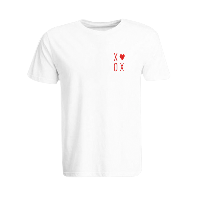 BYFT (White) Embroidered Cotton T-shirt (XOXO) Personalized Round Neck T-shirt For Women (2XL)-Set of 1 pc-190 GSM