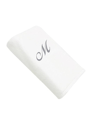 BYFT 100% Cotton Embroidered Letter M Hand Towel, 50 x 80cm, White/Silver