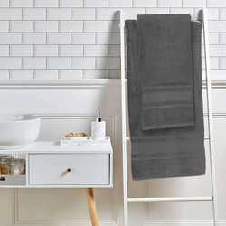 BYFT Home Castle (Grey) 2 Hand Towel (50 x 90 Cm) & 2 Bath Towel (70 x 140 Cm) 100% Cotton Highly Absorbent, High Quality Bath linen with Diamond Dobby 550 Gsm Set of 4