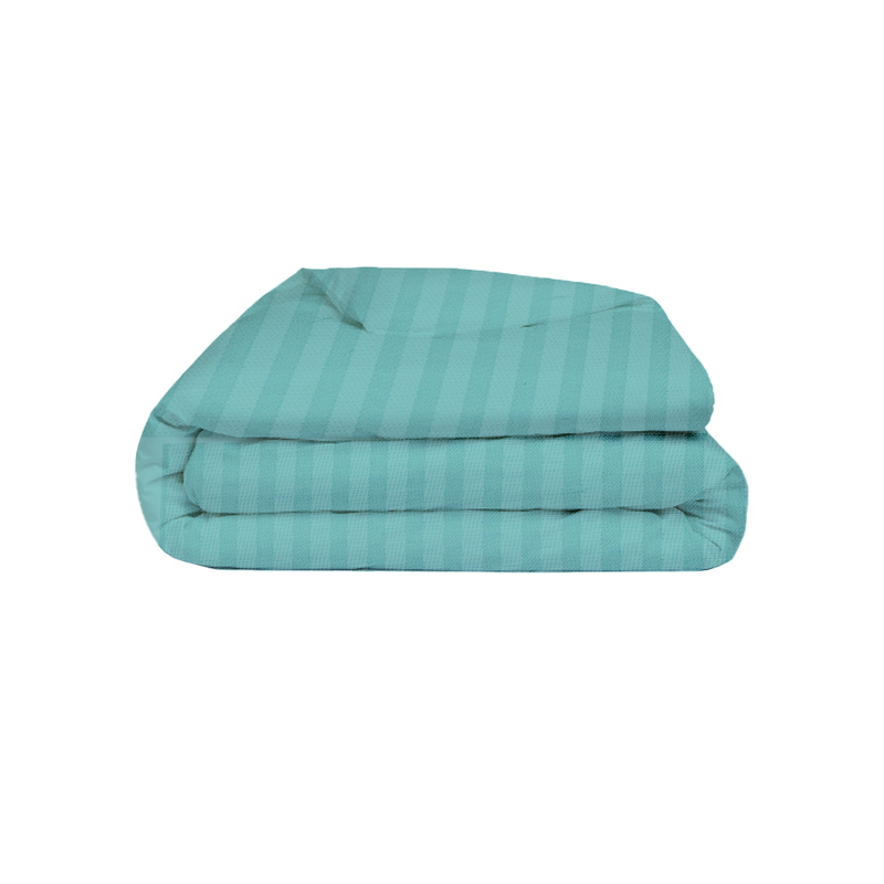BYFT Tulip (Sea Green) Queen Size Fitted Sheet, Duvet Cover and Pillow case Set with 1 cm Satin Stripe (Set of 2 Pcs) 100% Cotton Percale Soft and Luxurious Hotel Quality Bed linen -300 TC