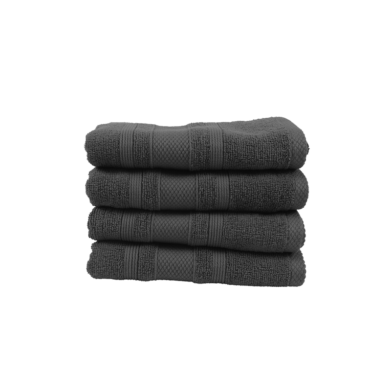 BYFT Home Castle (Grey) Premium Hand Towel  (50 x 90 Cm - Set of 4) 100% Cotton Highly Absorbent, High Quality Bath linen with Diamond Dobby 550 Gsm