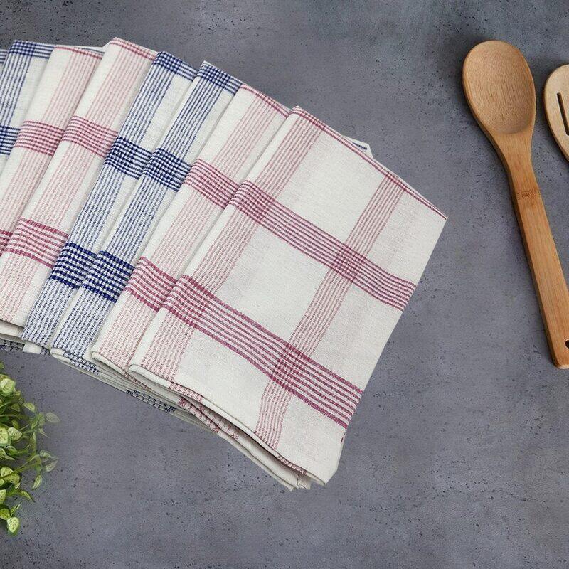 

BYFT Orchard Pink & Blue Multi Checks (50 x 70 Cm) Tea Towel-Set of 6