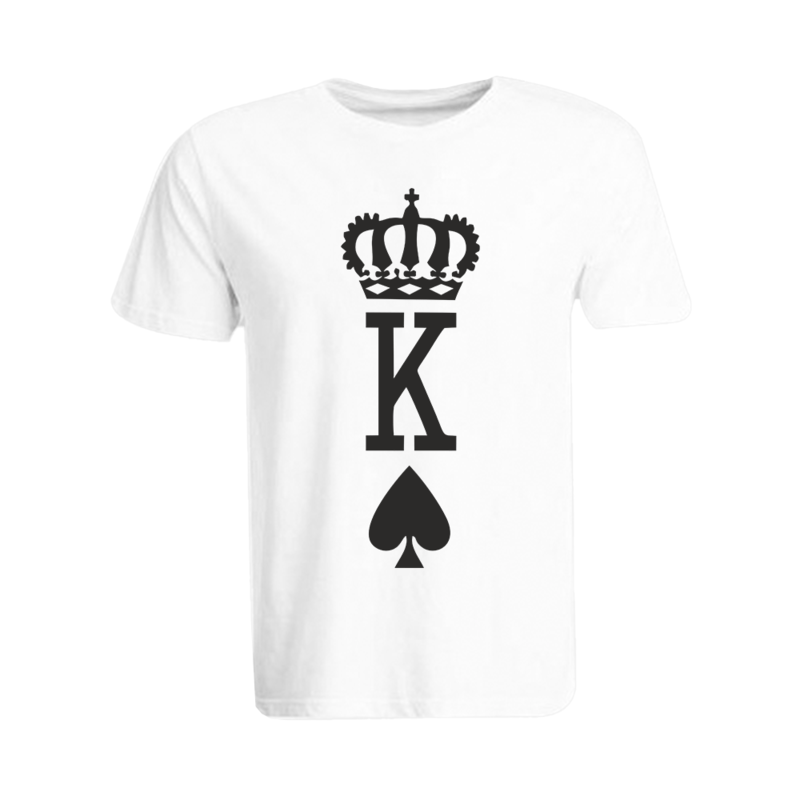 

BYFT (White) Printed Cotton T-shirt (Crown King Spades) Personalized Round Neck T-shirt For Men (Medium)-Set of 1 pc-190 GSM