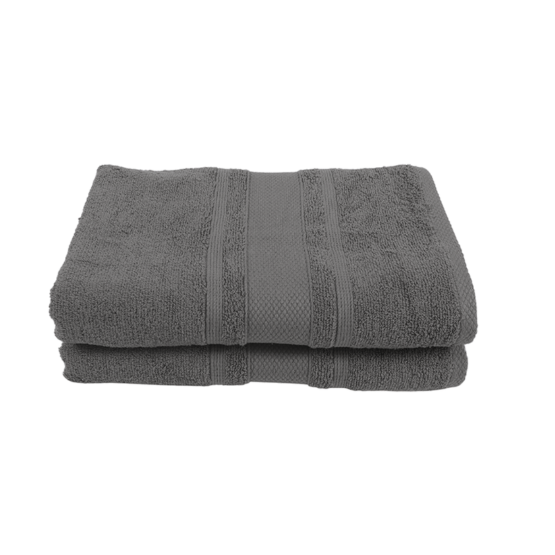 BYFT Home Castle (Grey) Premium Bath Sheet  (90 x 180 Cm - Set of 2) 100% Cotton Highly Absorbent, High Quality Bath linen with Diamond Dobby 550 Gsm