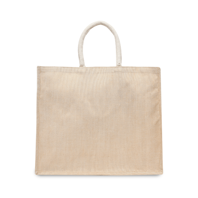 BYFT Laminated Juco Tote Bags with Gusset (Natural) Reusable Eco Friendly Shopping Bag (43.18 x 15.24 x 36.83 Cm) Set of 1 Pc