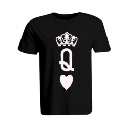 BYFT (Black) Printed Cotton T-shirt (Crown Queen Heart) Personalized Round Neck T-shirt For Women (Medium)-Set of 1 pc-190 GSM