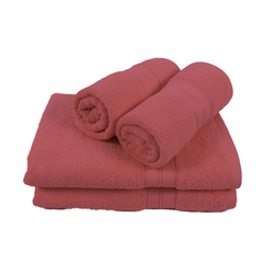 BYFT Home Trendy (Pink) 2 Hand Towel (50 x 90 Cm) & 2 Bath Towel (70 x 140 Cm) 100% Cotton Highly Absorbent, High Quality Bath linen with Striped Dobby 550 Gsm Set of 4