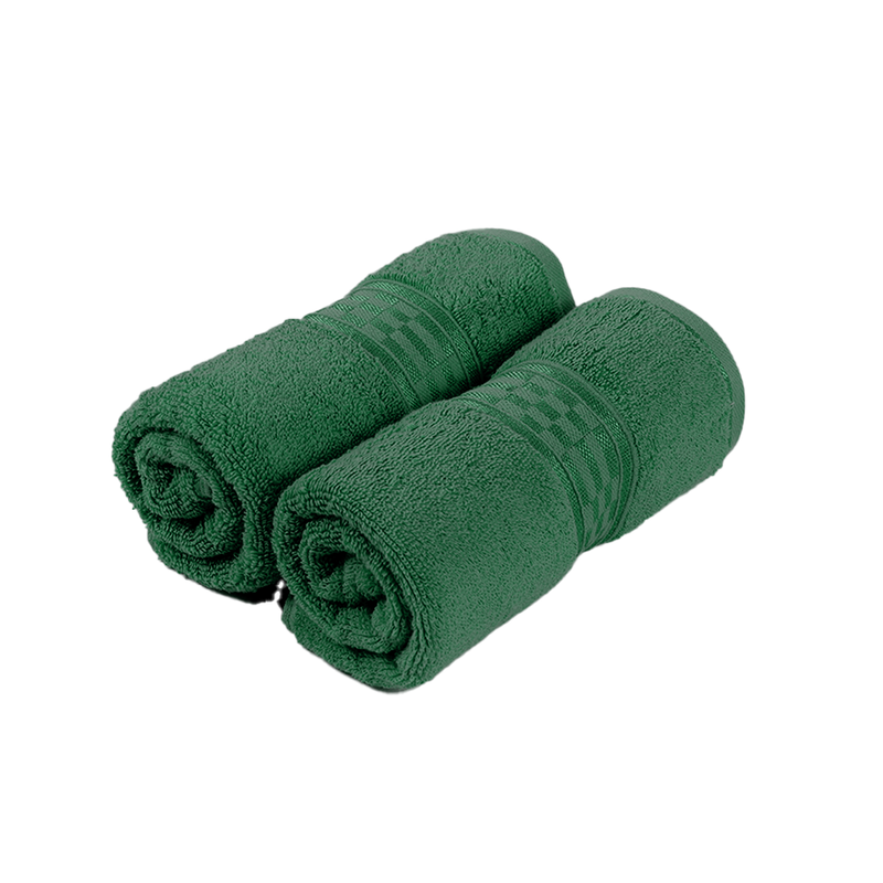 BYFT Home Ultra (Green) Premium Hand Towel  (50 x 90 Cm - Set of 2) 100% Cotton Highly Absorbent, High Quality Bath linen with Checkered Dobby 550 Gsm