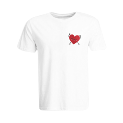 BYFT (White) Embroidered Cotton T-shirt (Happy Heart ) Personalized Polo Neck T-shirt For Men (Small)-Set of 1 pc-190 GSM