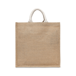 BYFT Laminated Jute Tote Bags with Gusset (Natural) Reusable Eco Friendly Shopping Bag (33.02 x 10.16 x 33.02 Cm) Set of 1 Pc