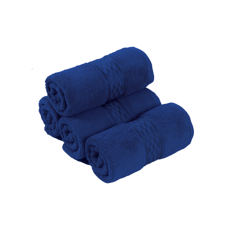 

BYFT Home Ultra (Blue) Premium Hand Towel (50 x 90 Cm - Set of 4) 100% Cotton Highly Absorbent, High Quality Bath linen with Checkered Dobby 550 Gsm