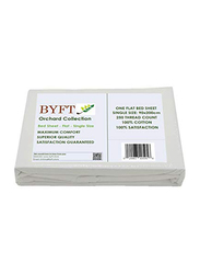 BYFT Orchard 100% Cotton Flat Bed Sheet, Single, White
