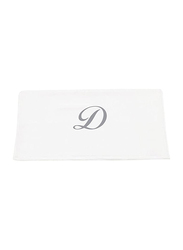 BYFT 100% Cotton Embroidered Letter D Hand Towel, 50 x 80cm, White/Silver