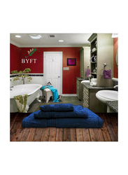 BYFT 3-Piece Home Essential 100% Cotton Bath, Hand & Face Towel Set, Navy Blue