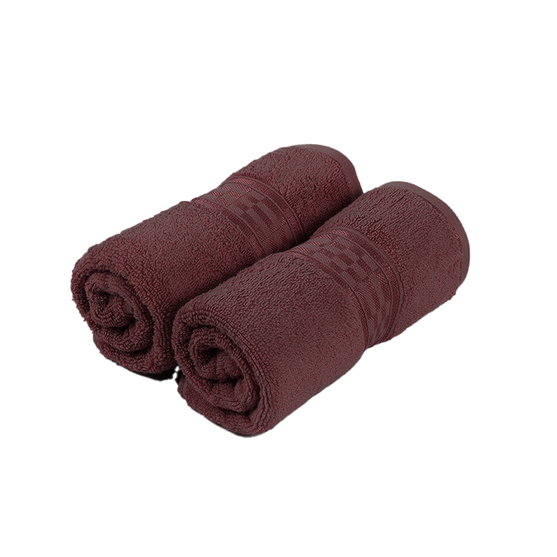 BYFT Home Ultra (Burgundy) Premium Hand Towel  (50 x 90 Cm - Set of 2) 100% Cotton Highly Absorbent, High Quality Bath linen with Checkered Dobby 550 Gsm