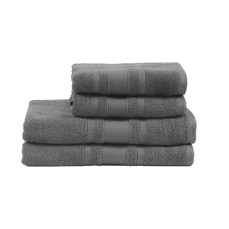 BYFT Home Castle (Grey) 2 Hand Towel (50 x 90 Cm) & 2 Bath Towel (70 x 140 Cm) 100% Cotton Highly Absorbent, High Quality Bath linen with Diamond Dobby 550 Gsm Set of 4