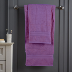 BYFT Home Trendy (Lavender) Hand Towel (50 x 90 Cm) & Bath Towel (70 x 140 Cm) 100% Cotton Highly Absorbent, High Quality Bath linen with Striped Dobby 550 Gsm Set of 2