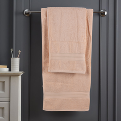 BYFT Home Trendy (Cream) 2 Hand Towel (50 x 90 Cm) & 2 Bath Towel (70 x 140 Cm) 100% Cotton Highly Absorbent, High Quality Bath linen with Striped Dobby 550 Gsm Set of 4