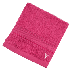 BYFT Daffodil (Fuchsia Pink) Monogrammed Face Towel (30 x 30 Cm-Set of 6) 100% Cotton, Absorbent and Quick dry, High Quality Bath Linen-500 Gsm White Thread Letter "Y"