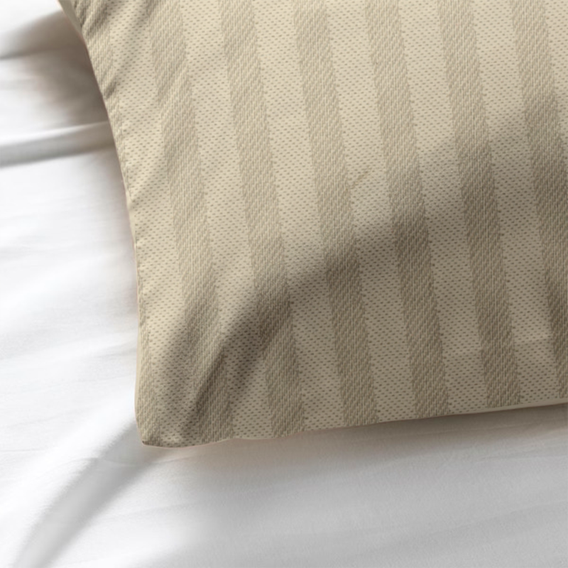 BYFT Tulip (Cream) Queen Size Fitted Sheet and pillowcase Set with 1 cm Satin Stripe (Set of 2 Pcs) 100% Cotton Percale Soft and Luxurious Hotel Quality Bed linen -300 TC