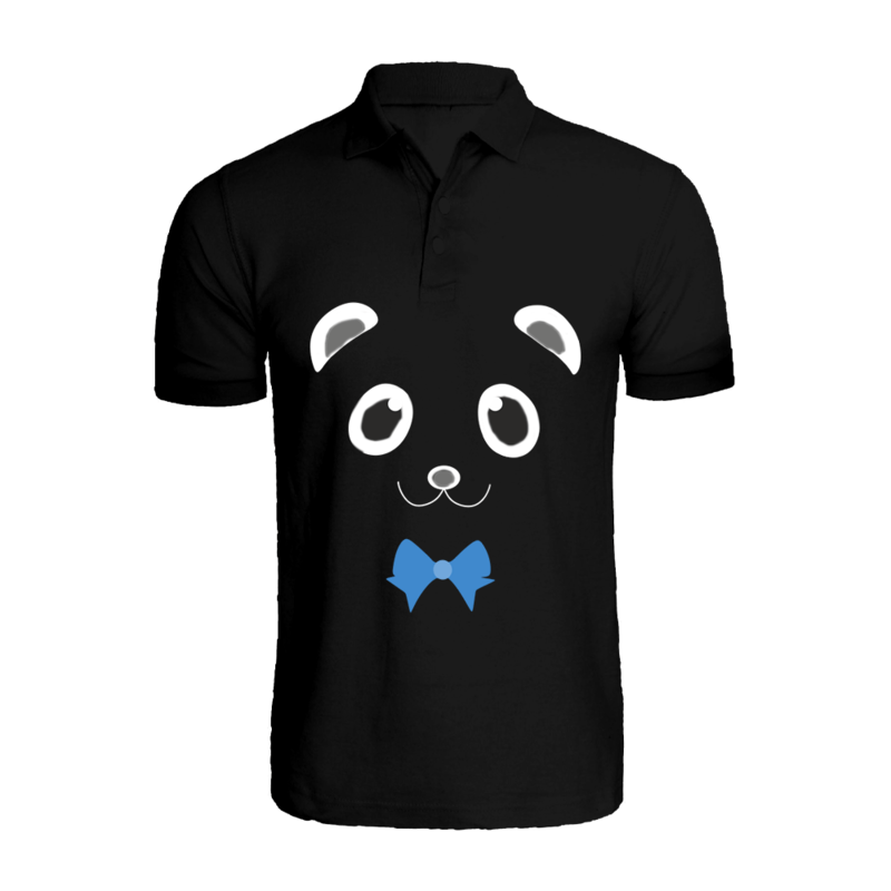 

BYFT (Black) Printed Cotton T-shirt (Mr. Panda) Personalized Polo Neck T-shirt For Men (XL)-Set of 1 pc-220 GSM