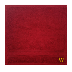 BYFT Daffodil (Burgundy) Monogrammed Face Towel (30 x 30 Cm-Set of 6) 100% Cotton, Absorbent and Quick dry, High Quality Bath Linen-500 Gsm Golden Thread Letter "W"