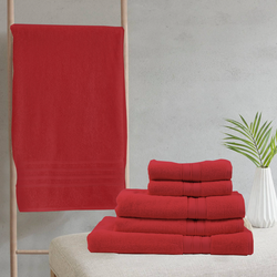 BYFT Home Trendy (Red) Premium Bath Sheet  (90 x 180 Cm - Set of 2) 100% Cotton Highly Absorbent, High Quality Bath linen with Striped Dobby 550 Gsm