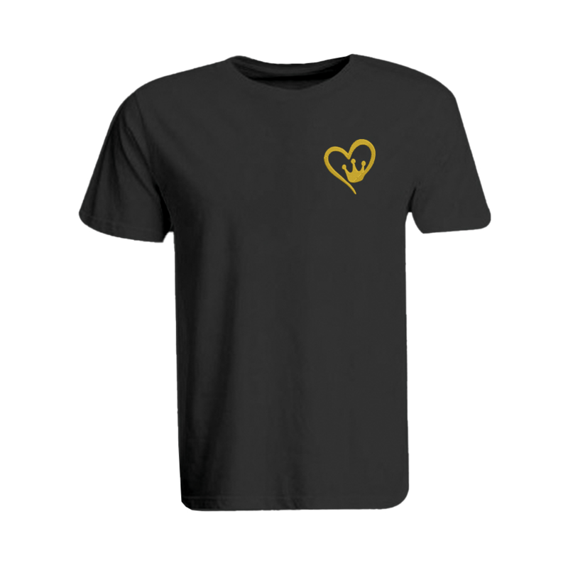 BYFT (Black) Embroidered Cotton T-shirt (Queen Crown Heart) Personalized Round Neck T-shirt For Women (Medium)-Set of 1 pc-190 GSM