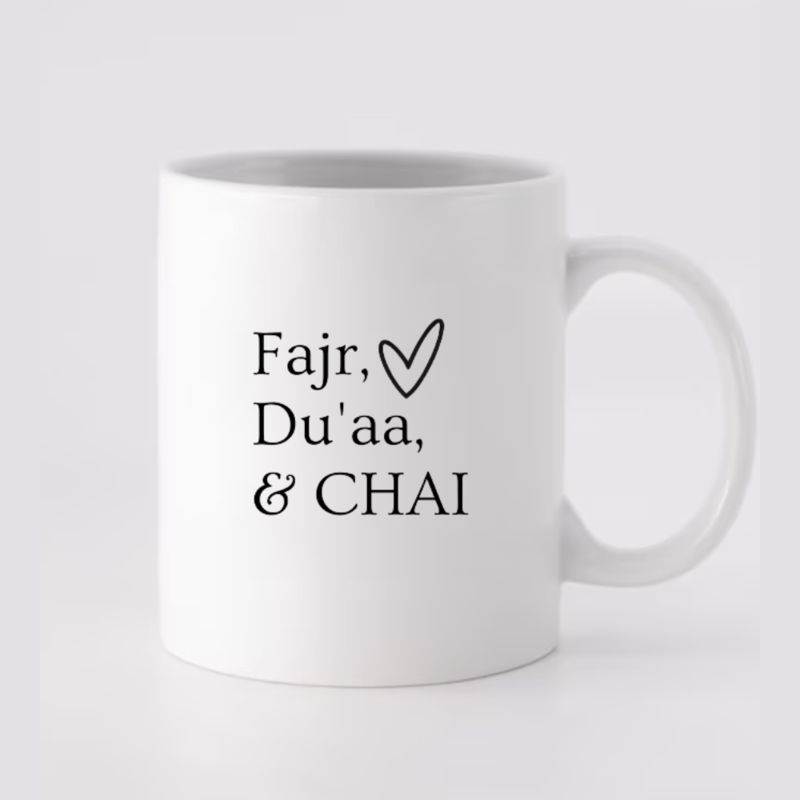 

BYFT (White) Ramadan Printed Ceramic Mug (Fajr, Du'aa & Chai) for Gifting -300 ML