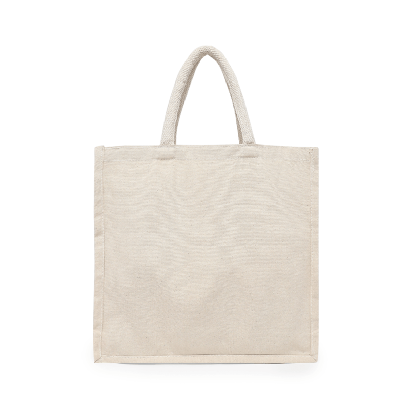 BYFT Canvas 8 Oz Tote Bags with Gusset (Natural) Reusable Eco Friendly Shopping Bag (33.02 x 10.16 x 33.02 Cm) Set of 1 Pc