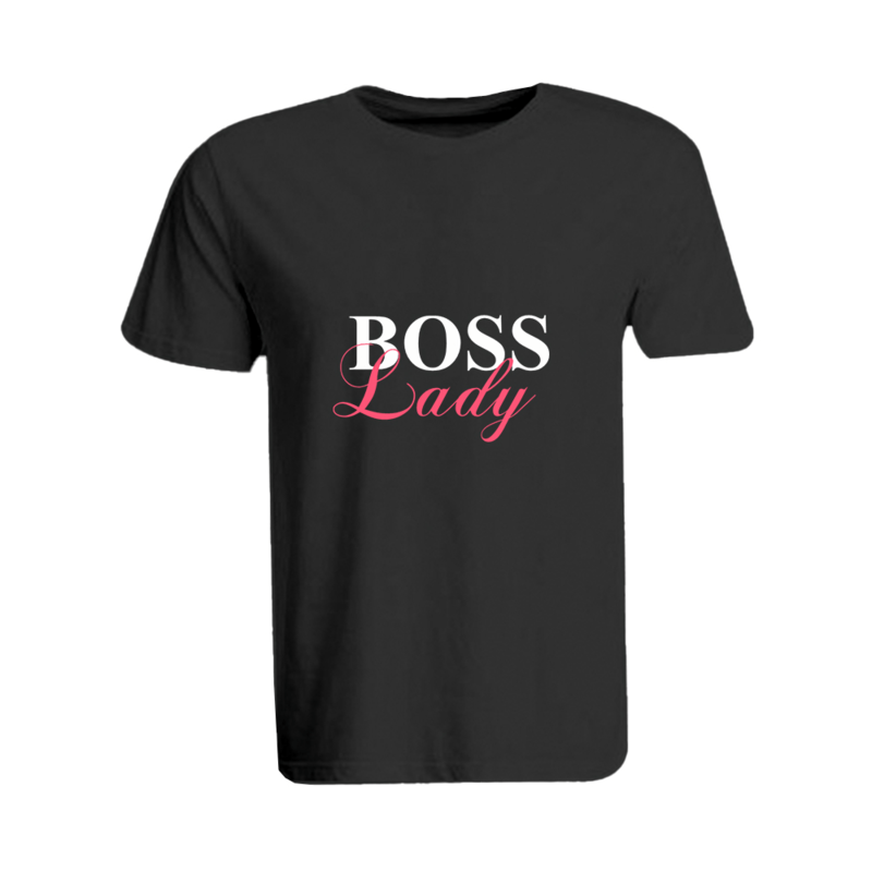 

BYFT (Black) Printed Cotton T-shirt (Boss Lady) Personalized Round Neck T-shirt For Women (Large)-Set of 1 pc-190 GSM