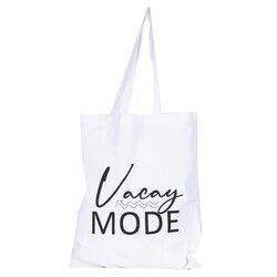 BYFT White Cotton Flat Tote Bag (Vacay Mode)