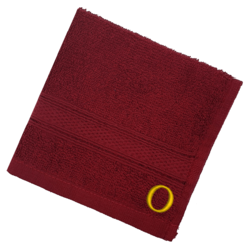 BYFT Daffodil (Burgundy) Monogrammed Face Towel (30 x 30 Cm-Set of 6) 100% Cotton, Absorbent and Quick dry, High Quality Bath Linen-500 Gsm Golden Thread Letter "O"