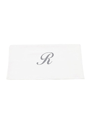 BYFT 100% Cotton Embroidered Letter R Bath Towel, 70 x 140cm, White/Silver