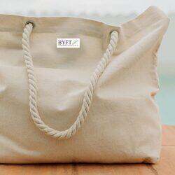 BYFT Natural Cotton Canvas Tote Bag with String Handle