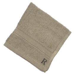 BYFT Daffodil (Light Grey) Monogrammed Face Towel (30 x 30 Cm-Set of 6) 100% Cotton, Absorbent and Quick dry, High Quality Bath Linen-500 Gsm Black Thread Letter "R"