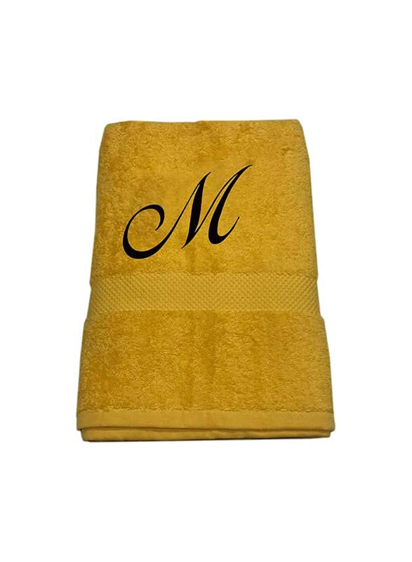 

BYFT 100% Cotton Embroidered Letter M Bath Towel, 70 x 140cm, Yellow/Black