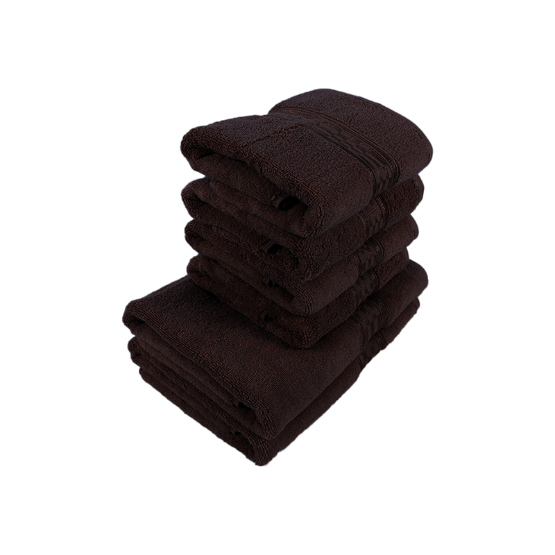 BYFT Home Ultra (Brown) 4 Hand Towel (50 x 90 Cm) & 2 Bath Towel (70 x 140 Cm) 100% Cotton Highly Absorbent, High Quality Bath linen with Checkered Dobby 550 Gsm Set of 6
