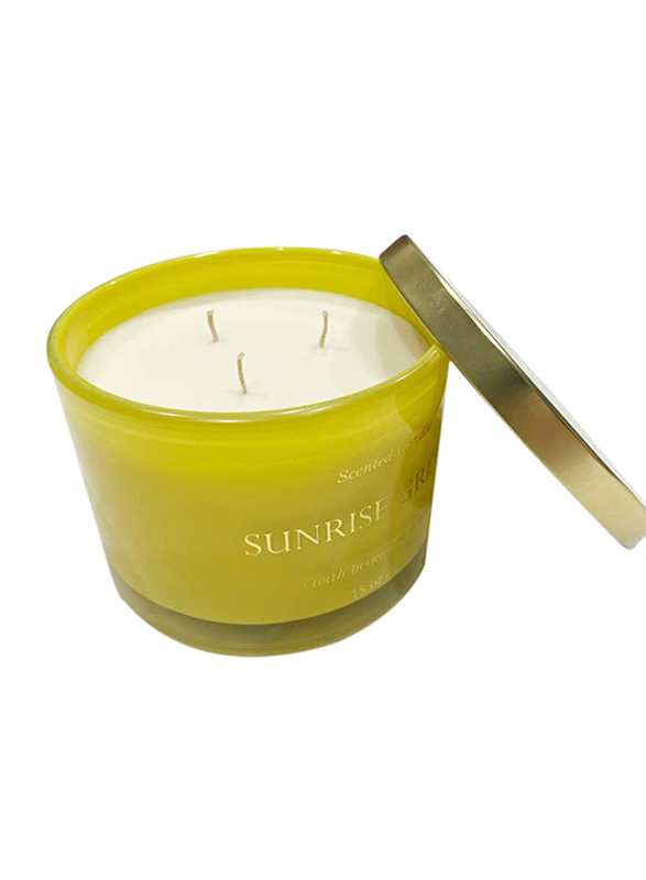 BYFT Sunrise Greens Jar Candle with Iconic Design & Bergamot & Basil Scent, 425g, Green