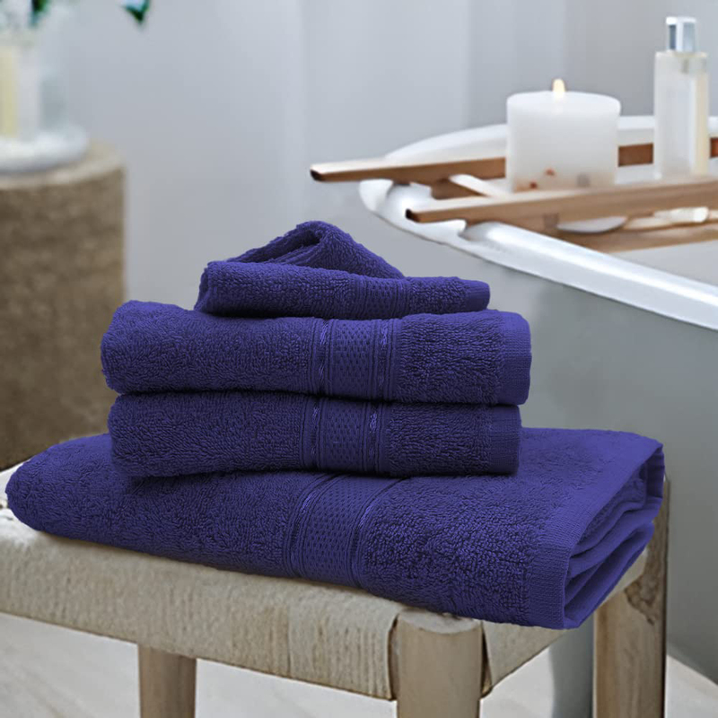 BYFT Daffodil 100% Cotton Bath Towel, 70 x 140cm, Navy Blue