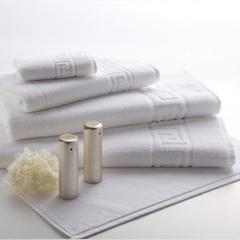 BYFT Magnolia (White) Luxury Towels and bath mat set (Set of 1 Hand-50x100cm, 1 Bath Towel and 1 Bath mat) 100% Cotton, Highly Absorbent and Quick dry, Hotel and Spa Quality Bath linen-500 Gsm