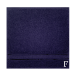 BYFT Daffodil (Navy Blue) Monogrammed Face Towel (30 x 30 Cm-Set of 6) 100% Cotton, Absorbent and Quick dry, High Quality Bath Linen-500 Gsm White Thread Letter "F"