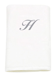 BYFT 100% Cotton Embroidered Letter H Hand Towel, 50 x 80cm, White/Silver