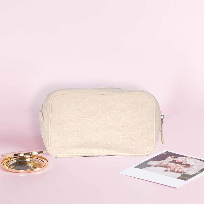 BYFT Natural Cotton Cosmetic Purse With Side Piping