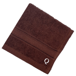 BYFT Daffodil (Brown) Monogrammed Face Towel (30 x 30 Cm-Set of 6) 100% Cotton, Absorbent and Quick dry, High Quality Bath Linen-500 Gsm White Thread Letter "Q"