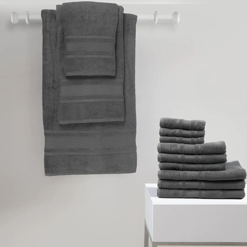 BYFT Home Castle (Grey) Hand Towel (50 x 90 Cm) & Bath Towel (70 x 140 Cm) 100% Cotton Highly Absorbent, High Quality Bath linen with Diamond Dobby 550 Gsm Set of 2